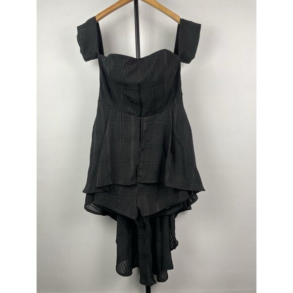 Selfie Leslie Black Jessa Hi-Low Chiffon Flowy Summer Brunch Romper Size M - Picture 1 of 9